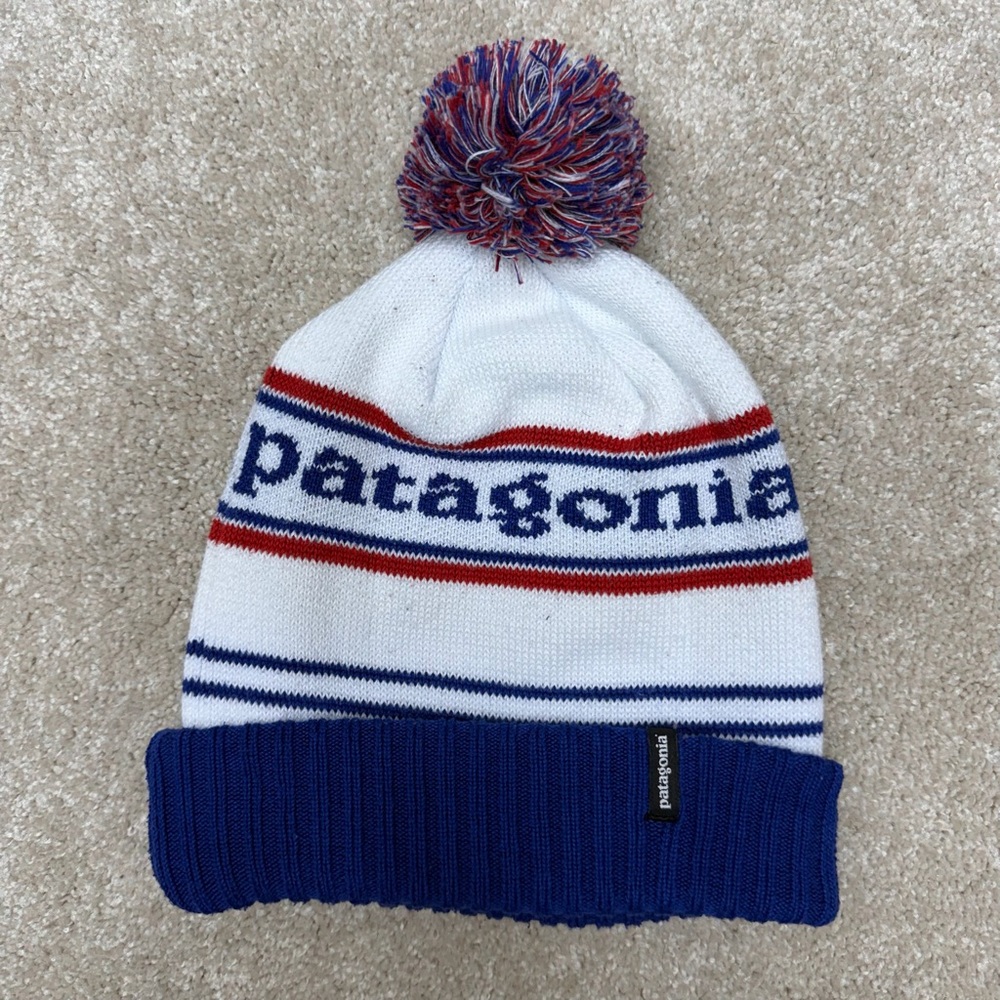 Patagonia‎ Powder Town Beanie red blue white Winter Hat